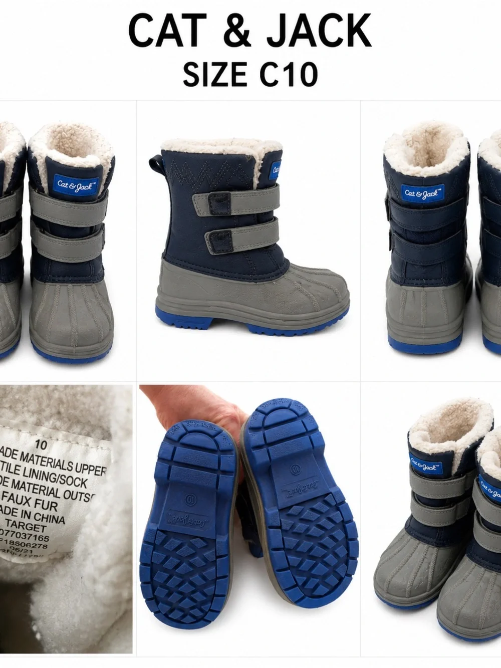 Cat & Jack Insulated Snow Boots – Blue/Gray – Size C10